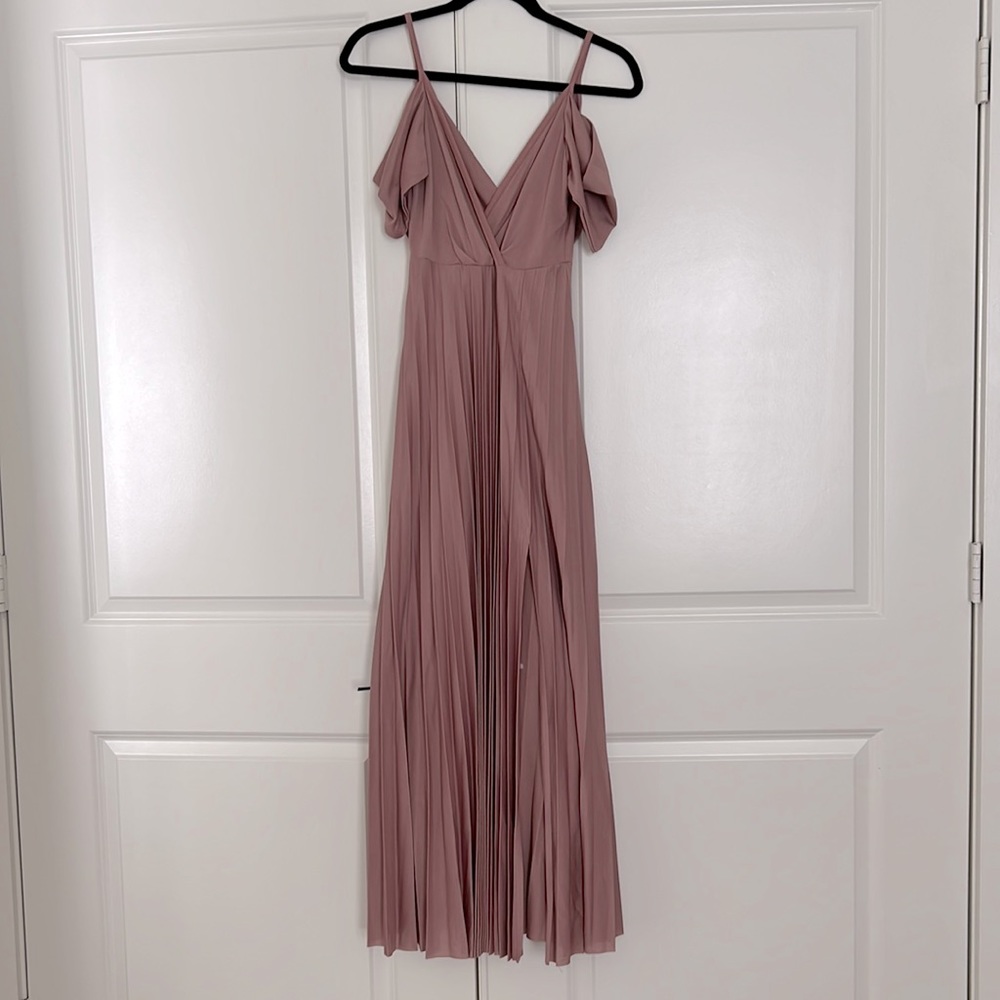 ASOS petite rose blush cowl back pleated maxi dress size 0
